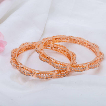 Rose Gold American Diamond Bangle Set - Fancy Fab Jewels