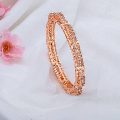 Rose Gold American Diamond Bangle Set - Fancy Fab Jewels