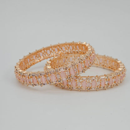 Rose Gold Pink Bangle Set - Fancy Fab Jewels