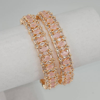 Rose Gold Pink Bangle Set - Fancy Fab Jewels