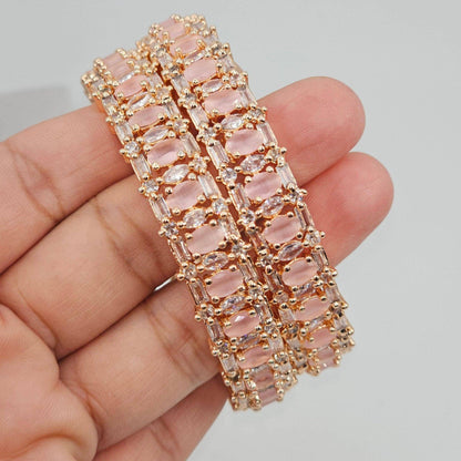 Rose Gold Pink Bangle Set - Fancy Fab Jewels