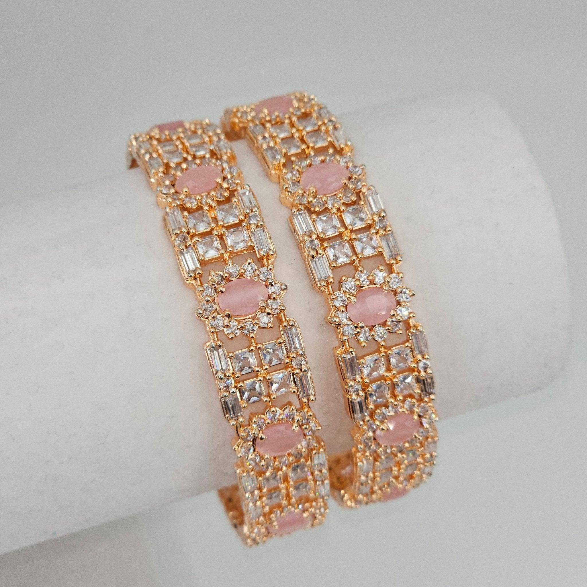 Rose Gold Pink Bangle Set - Fancy Fab Jewels