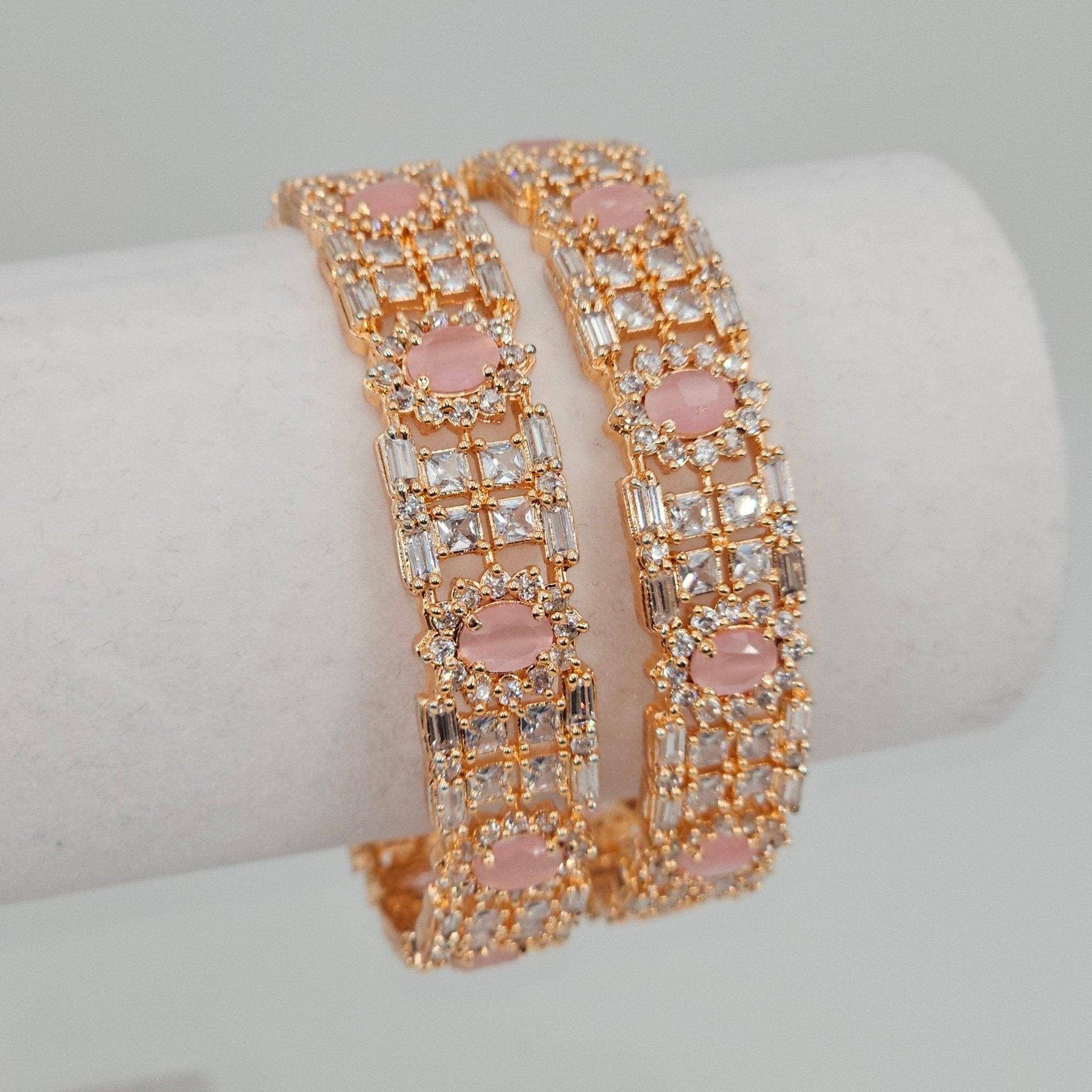 Rose Gold Pink Bangle Set - Fancy Fab Jewels