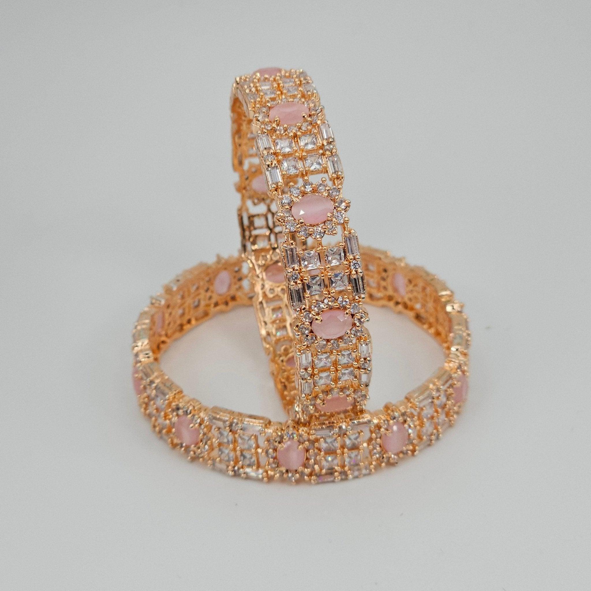 Rose Gold Pink Bangle Set - Fancy Fab Jewels