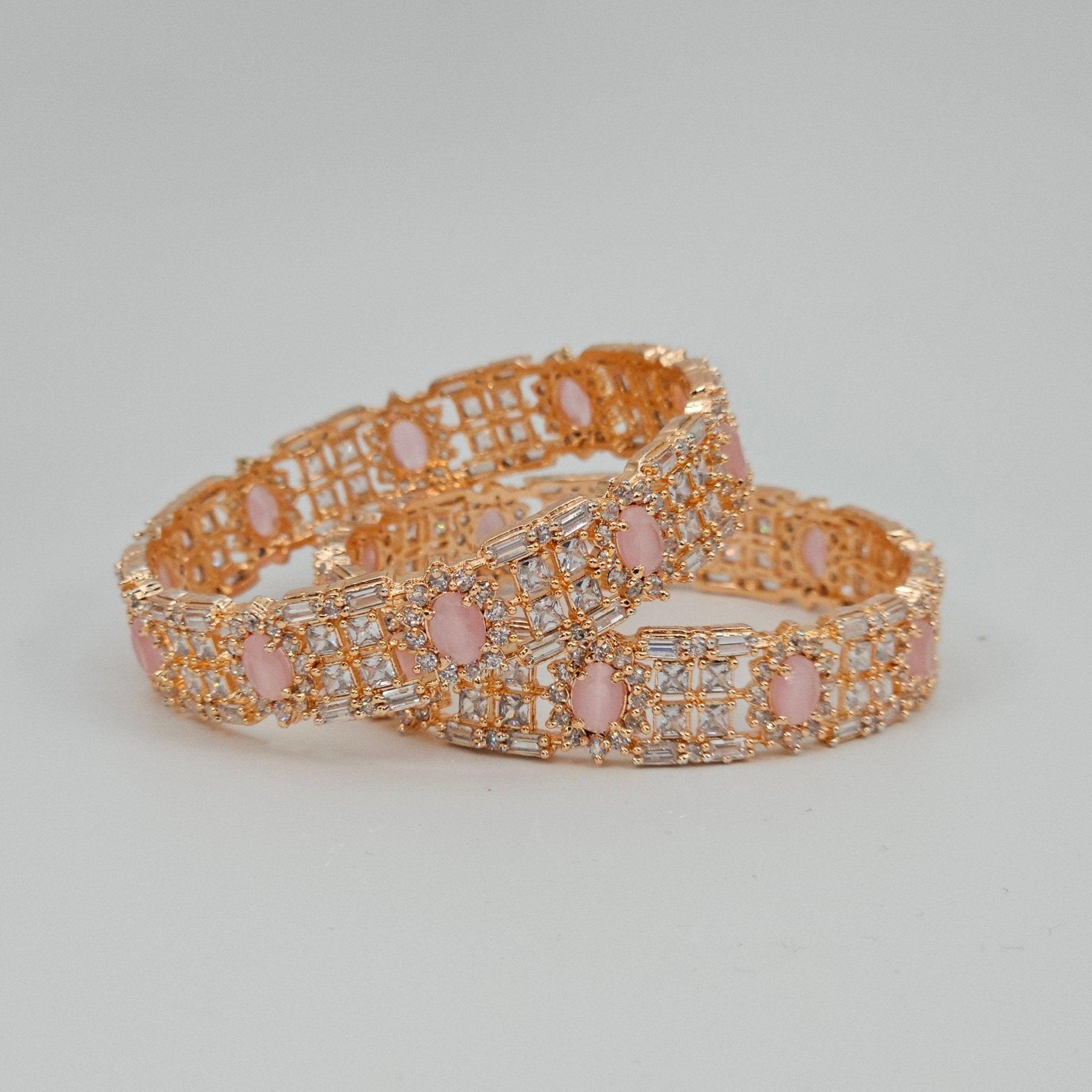 Rose Gold Pink Bangle Set - Fancy Fab Jewels