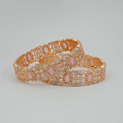 Rose Gold Pink Bangle Set - Fancy Fab Jewels