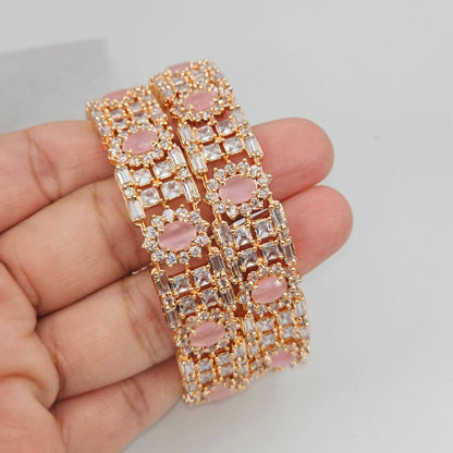 Rose Gold Pink Bangle Set - Fancy Fab Jewels