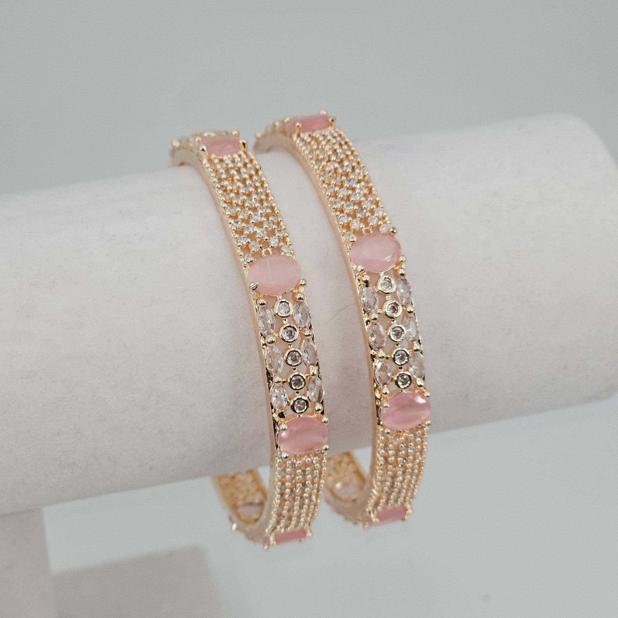 Rose Gold Pink Bangle Set - Fancy Fab Jewels