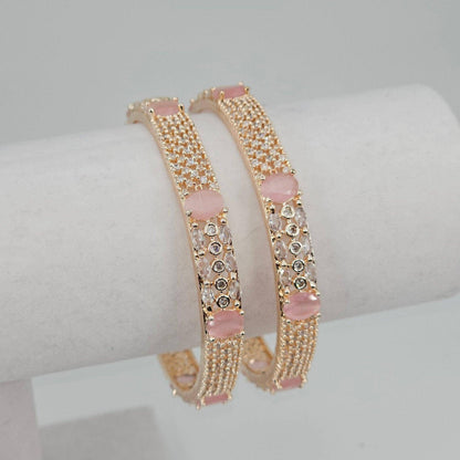 Rose Gold Pink Bangle Set - Fancy Fab Jewels