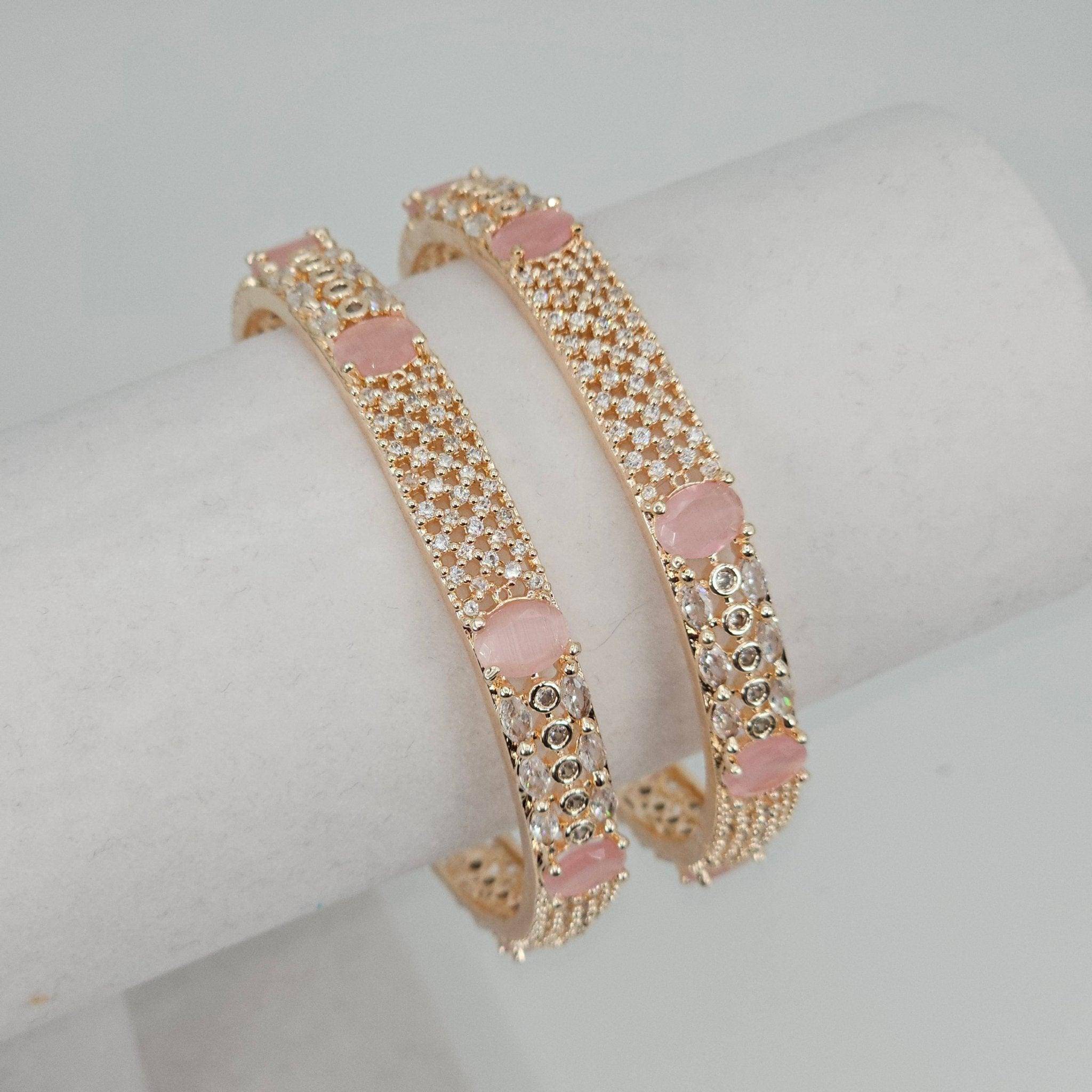 Rose Gold Pink Bangle Set - Fancy Fab Jewels