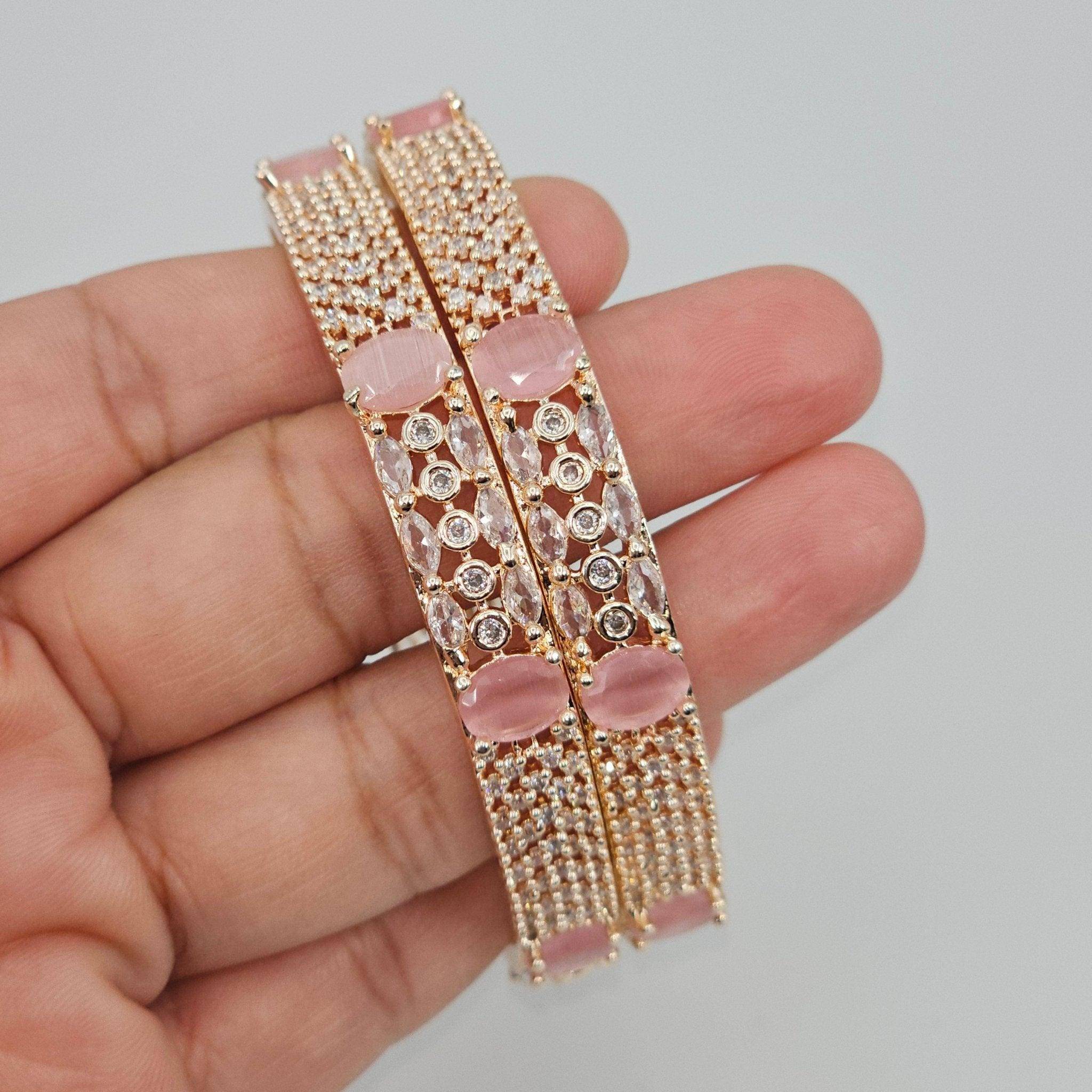 Rose Gold Pink Bangle Set - Fancy Fab Jewels