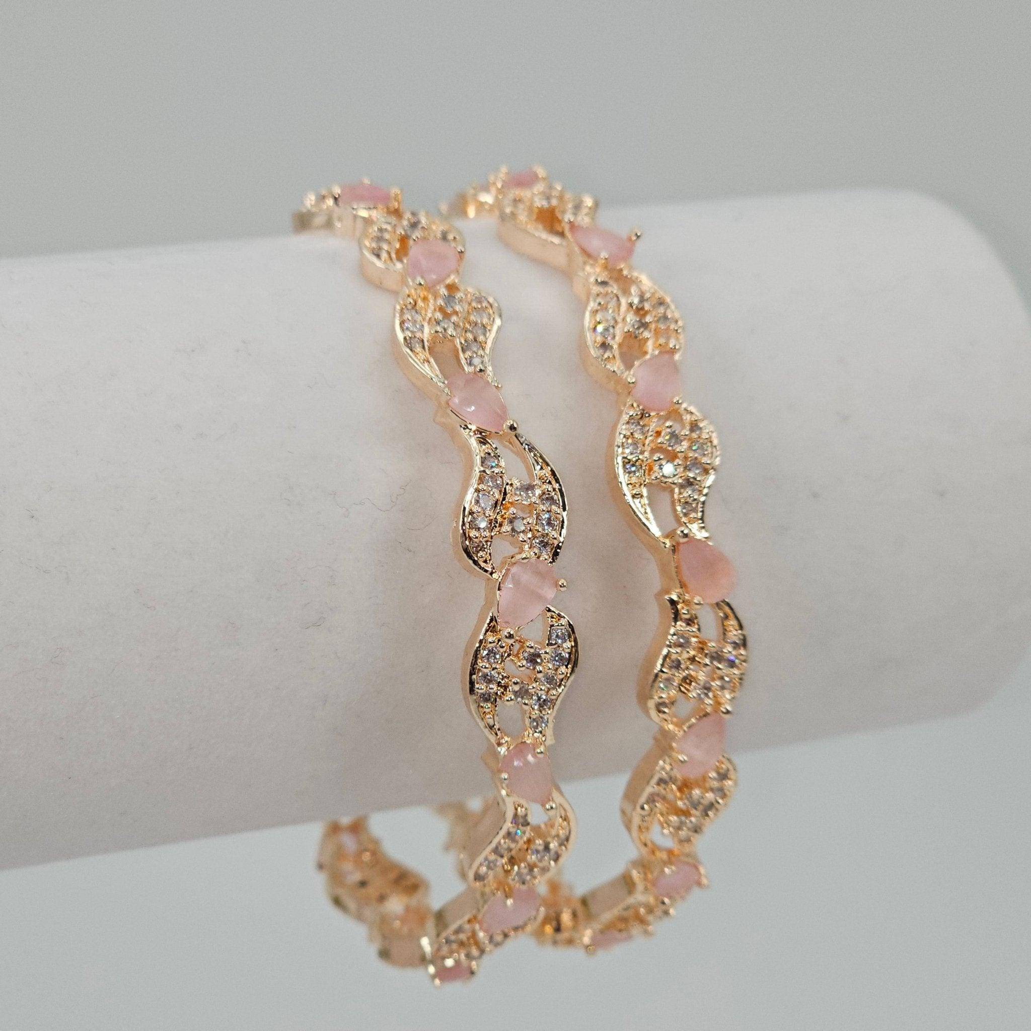 Rose Gold Pink Bangle Set - Fancy Fab Jewels