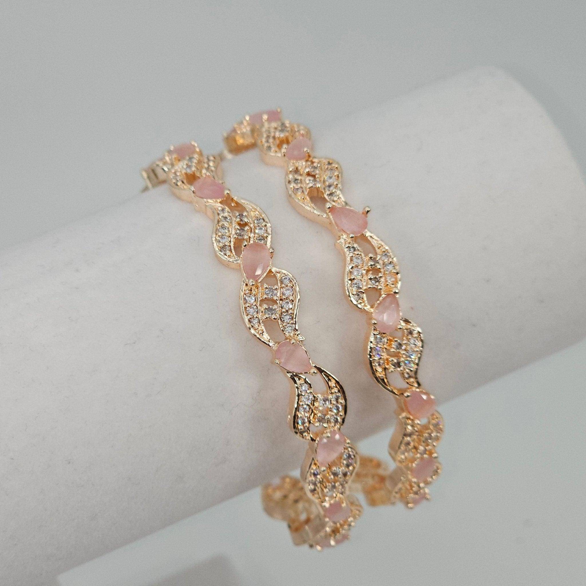 Rose Gold Pink Bangle Set - Fancy Fab Jewels