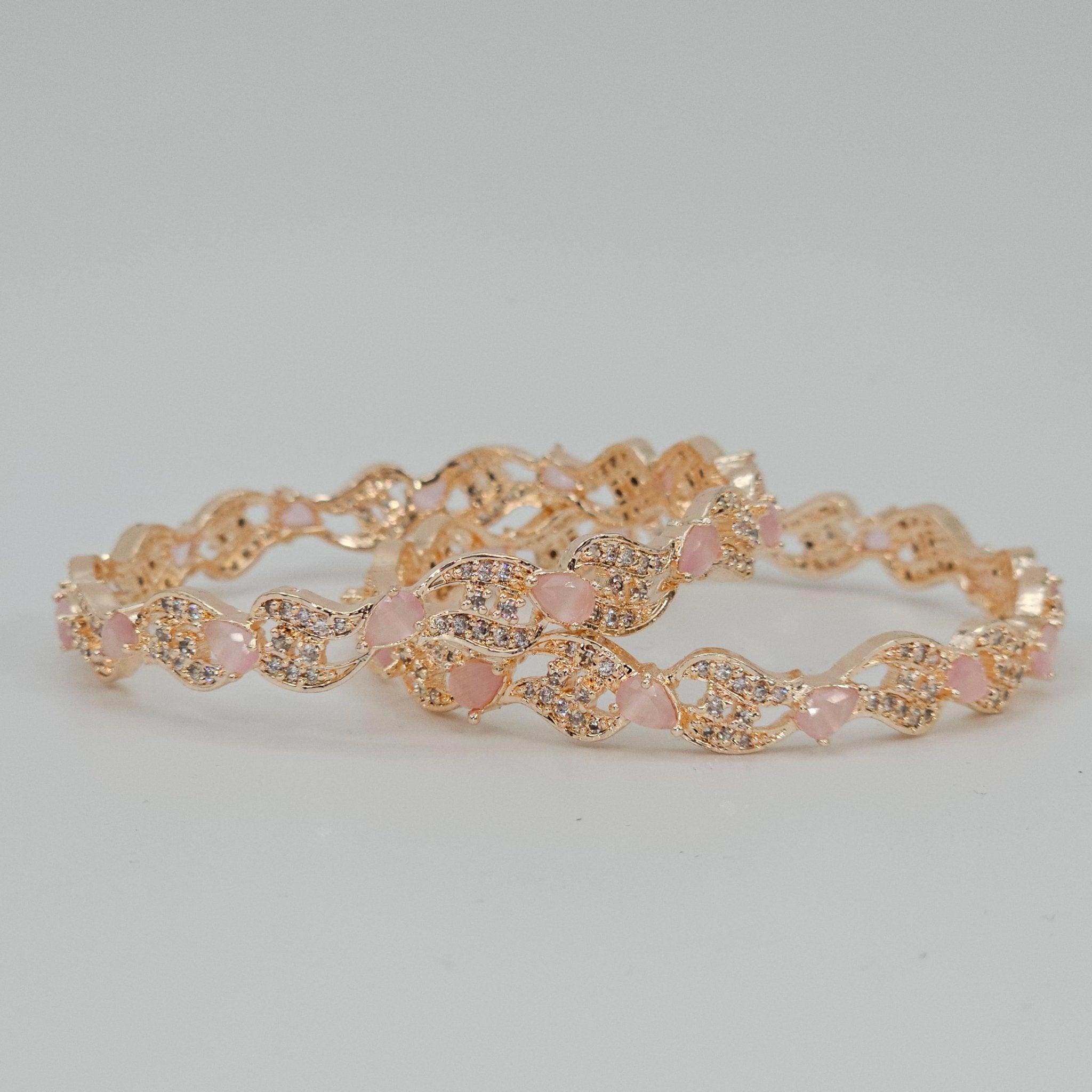 Rose Gold Pink Bangle Set - Fancy Fab Jewels