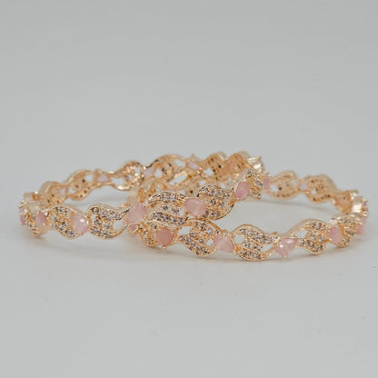 Rose Gold Pink Bangle Set - Fancy Fab Jewels