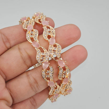 Rose Gold Pink Bangle Set - Fancy Fab Jewels