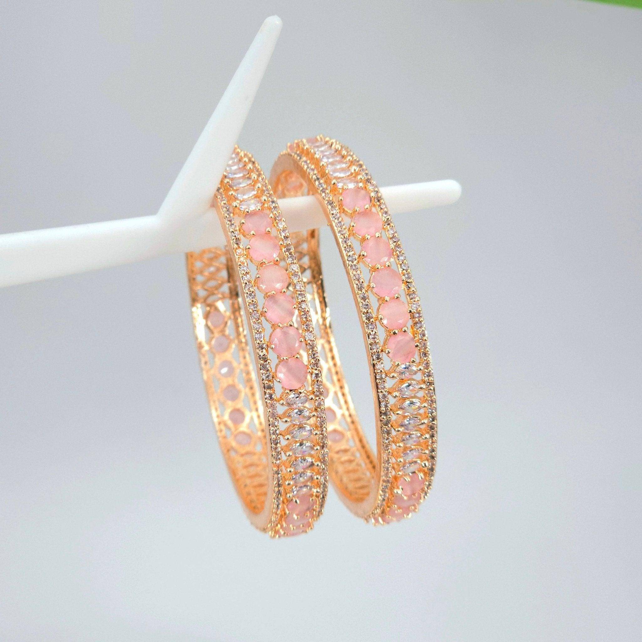 Rose Gold Pink Bangle Set - Fancy Fab Jewels