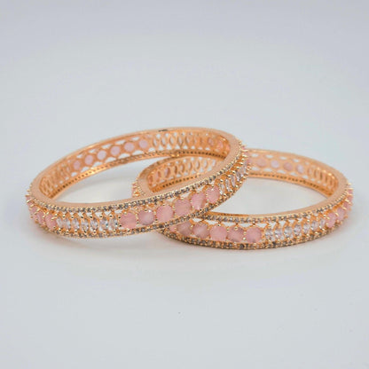 Rose Gold Pink Bangle Set - Fancy Fab Jewels