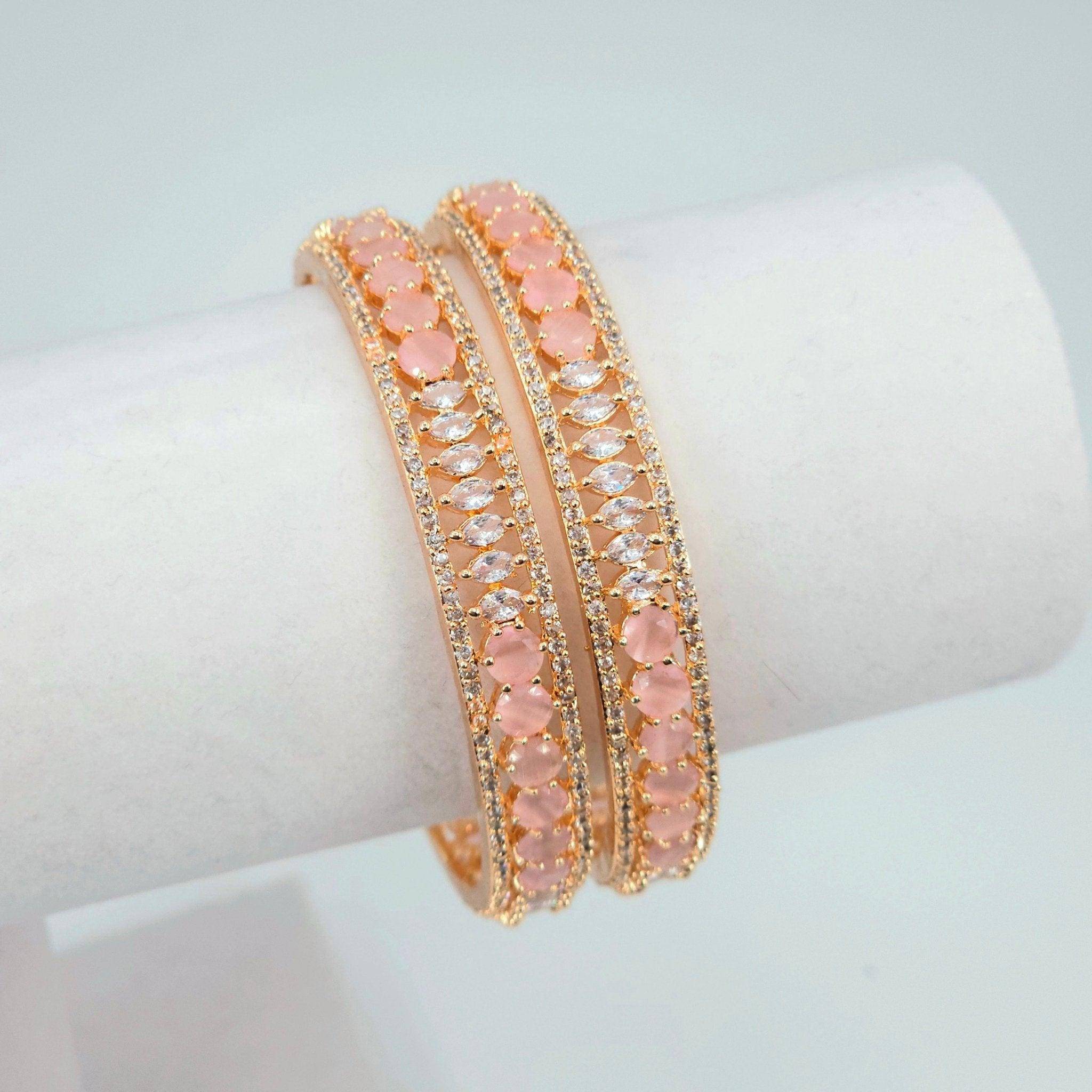 Rose Gold Pink Bangle Set - Fancy Fab Jewels