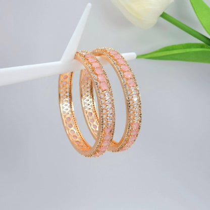 Rose Gold Pink Bangle Set - Fancy Fab Jewels