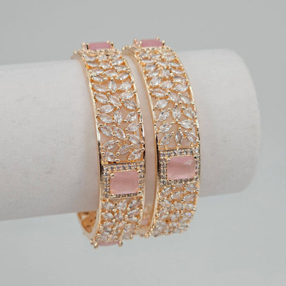 Rose Gold Pink Chunky Kangan Bangle Set - Fancy Fab Jewels