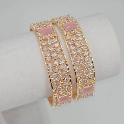 Rose Gold Pink Chunky Kangan Bangle Set - Fancy Fab Jewels