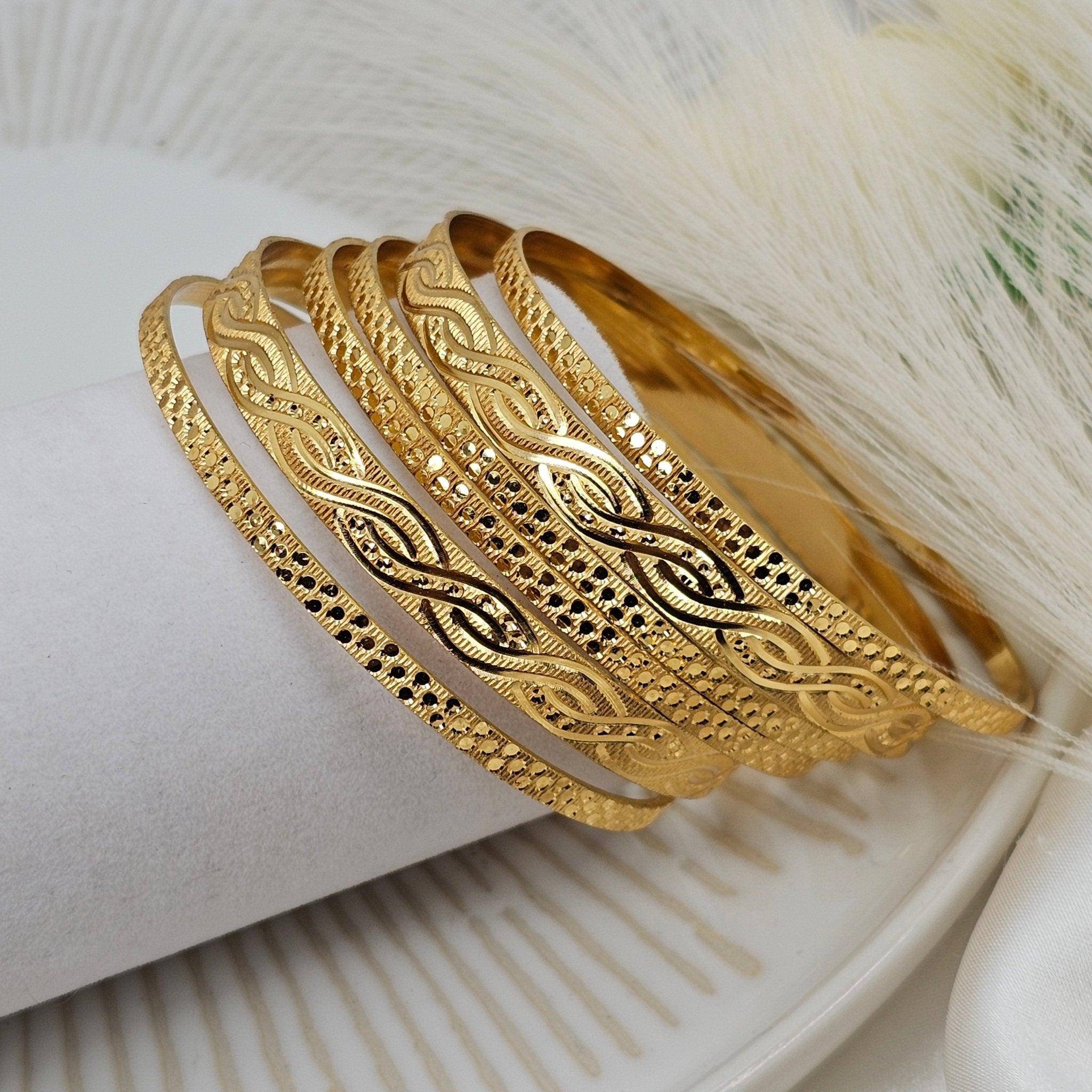 Set of 6 Gold Plated Indian Bangles - Fancy Fab Jewels