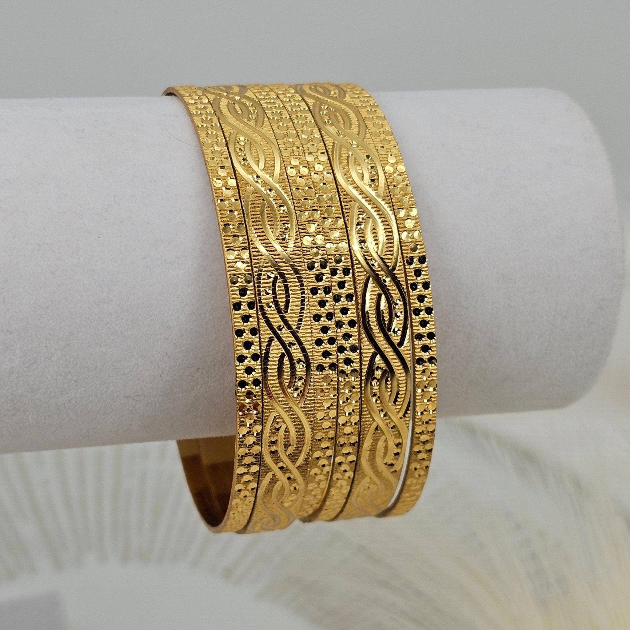 Set of 6 Gold Plated Indian Bangles - Fancy Fab Jewels