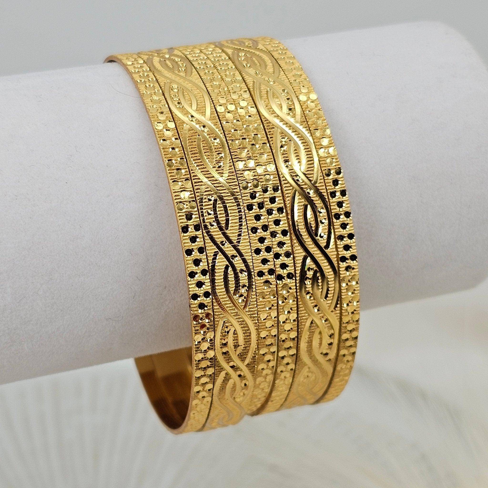 Set of 6 Gold Plated Indian Bangles - Fancy Fab Jewels