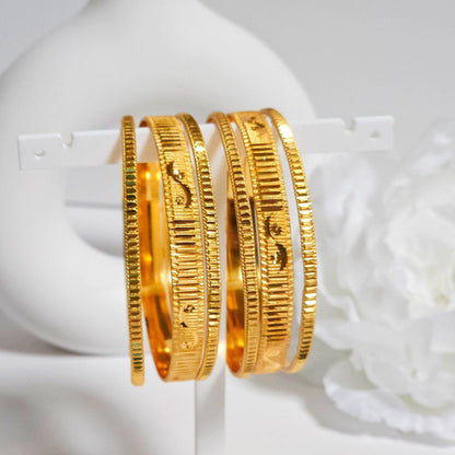 Set of 6 Gold Plated Indian Bangles - Fancy Fab Jewels