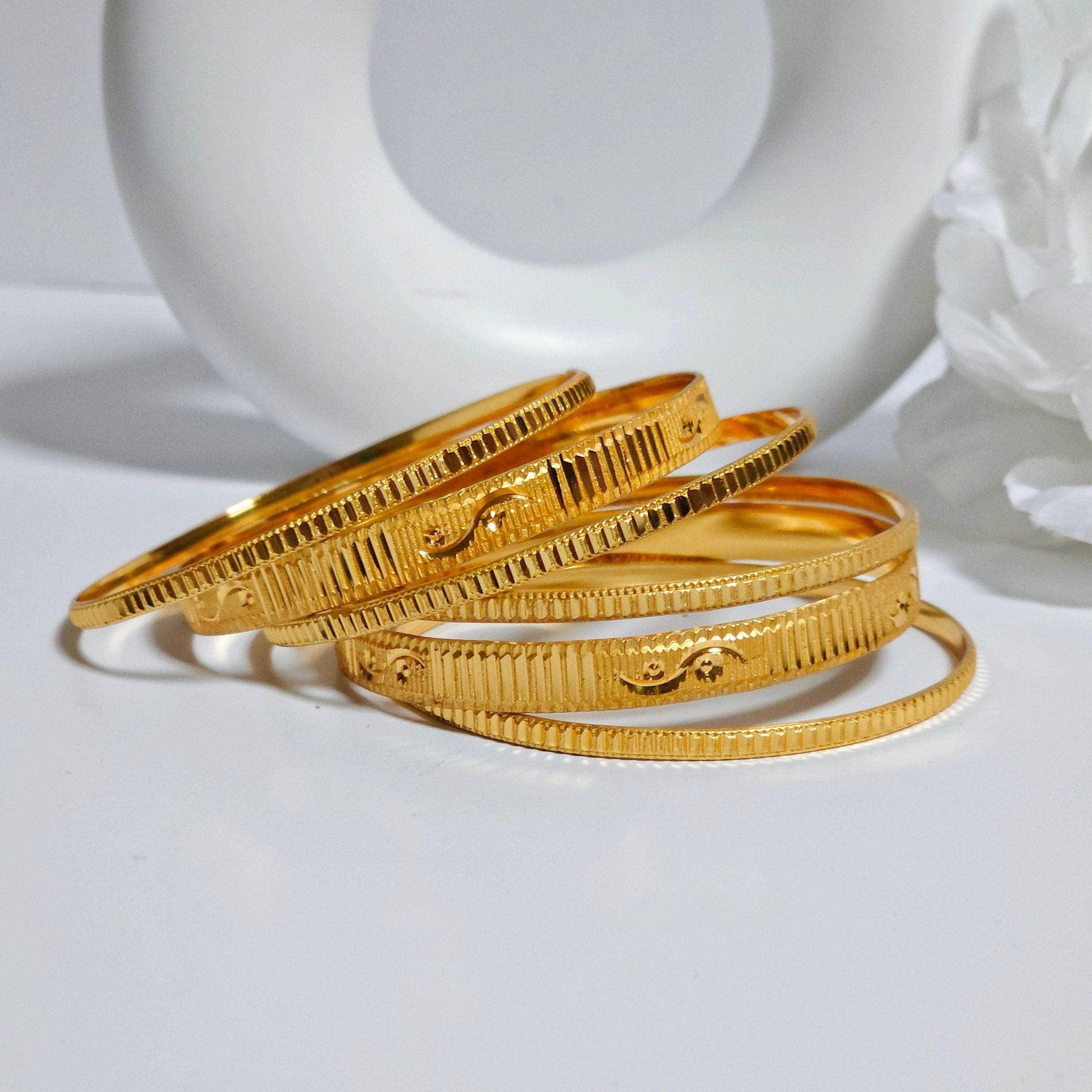 Set of 6 Gold Plated Indian Bangles - Fancy Fab Jewels