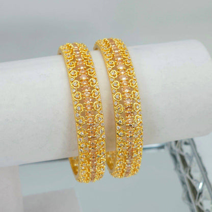 Kanak- Gold Plated American Diamond CZ Bangle Set - Fancy Fab Jewels