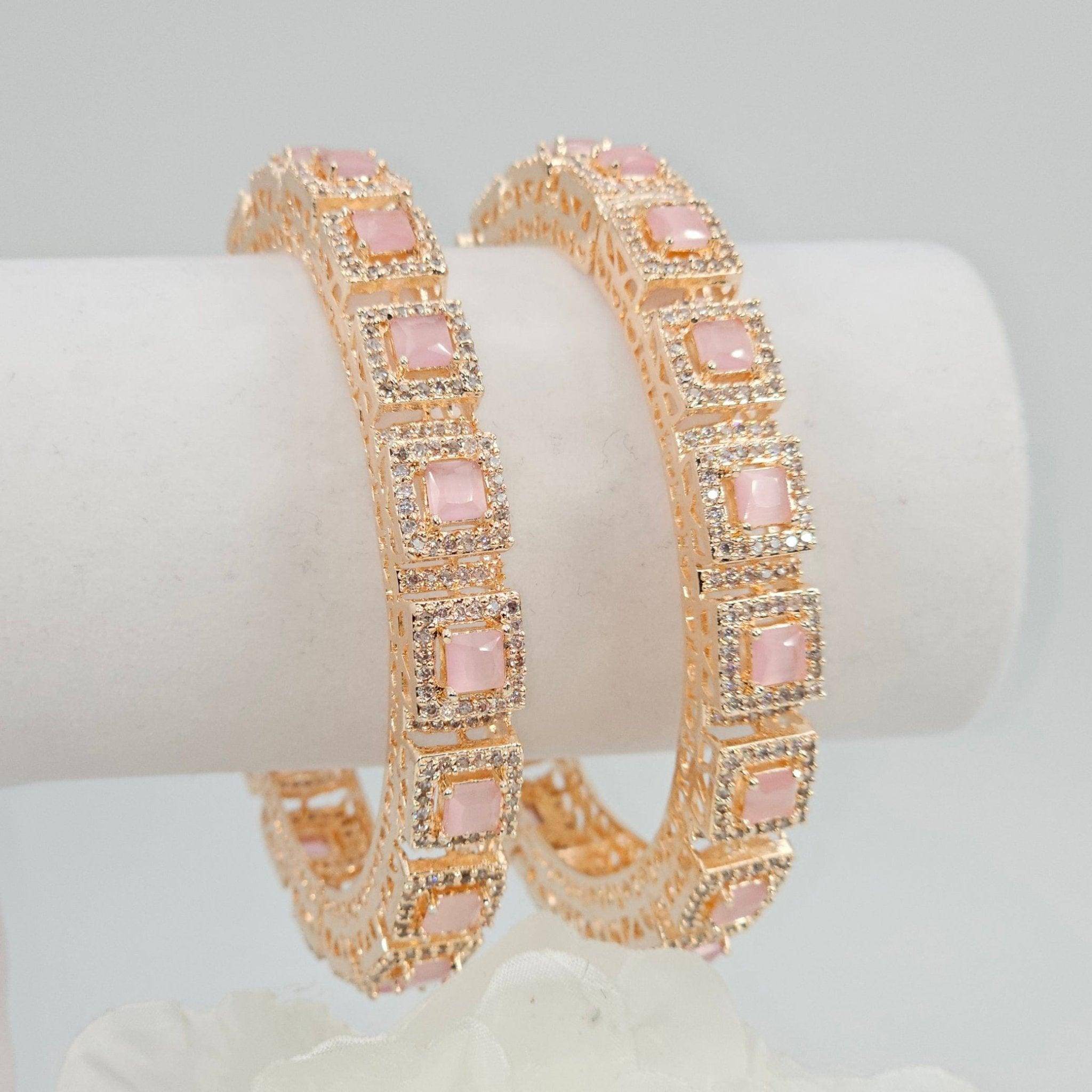 Pair of Pink Rose Gold Bangle Set - Fancy Fab Jewels