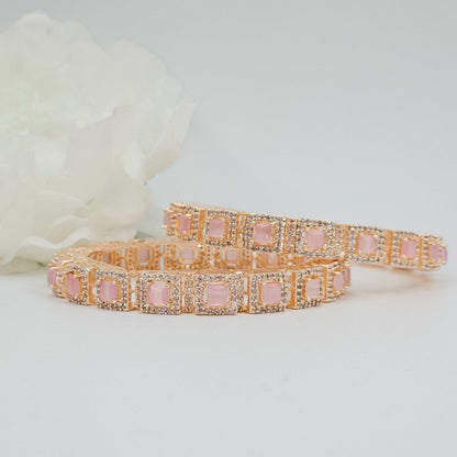 Pair of Pink Rose Gold Bangle Set - Fancy Fab Jewels