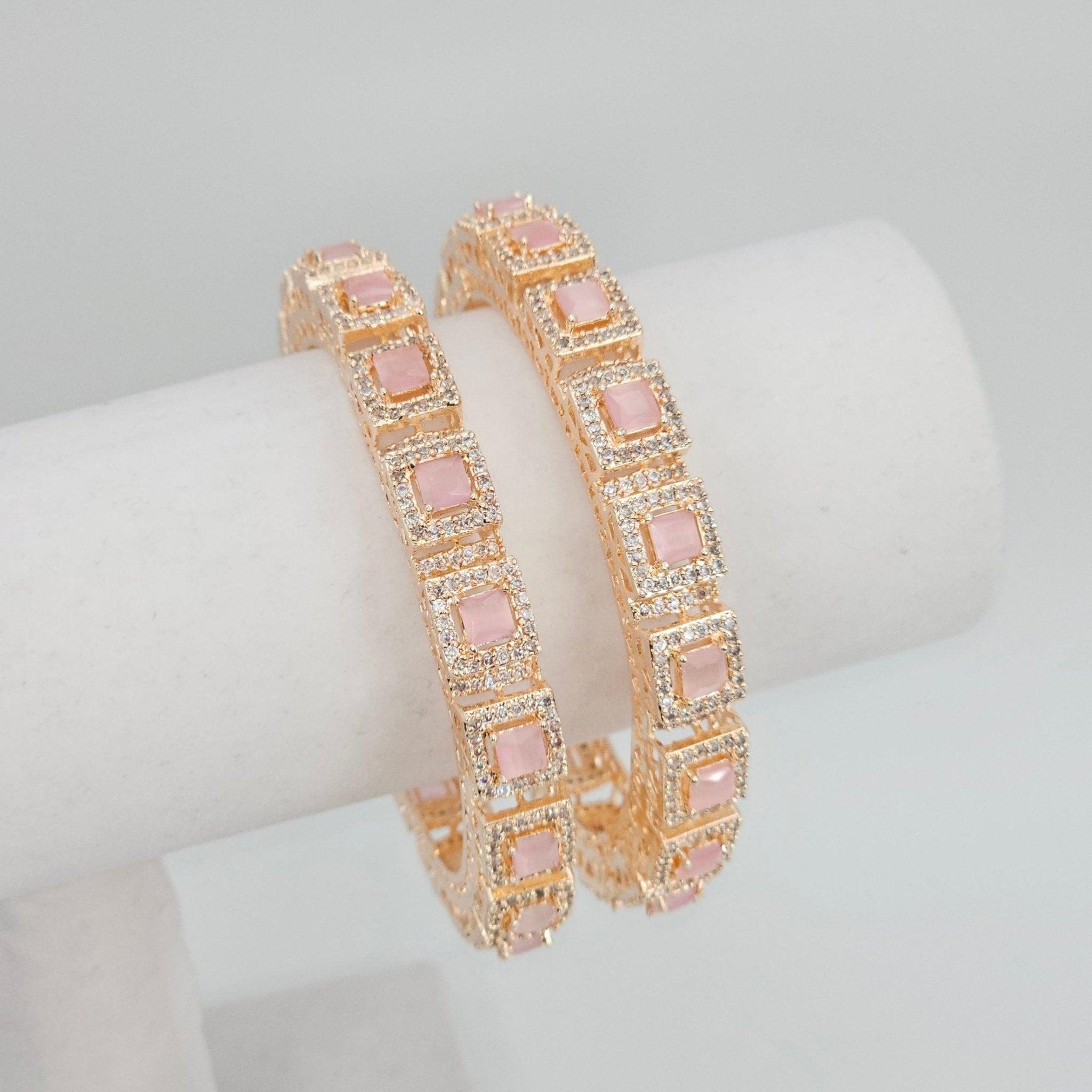 Pair of Pink Rose Gold Bangle Set - Fancy Fab Jewels