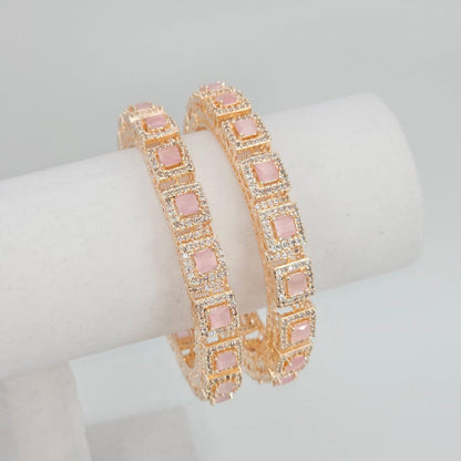 Pair of Pink Rose Gold Bangle Set - Fancy Fab Jewels