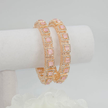 Pair of Pink Rose Gold Bangle Set - Fancy Fab Jewels