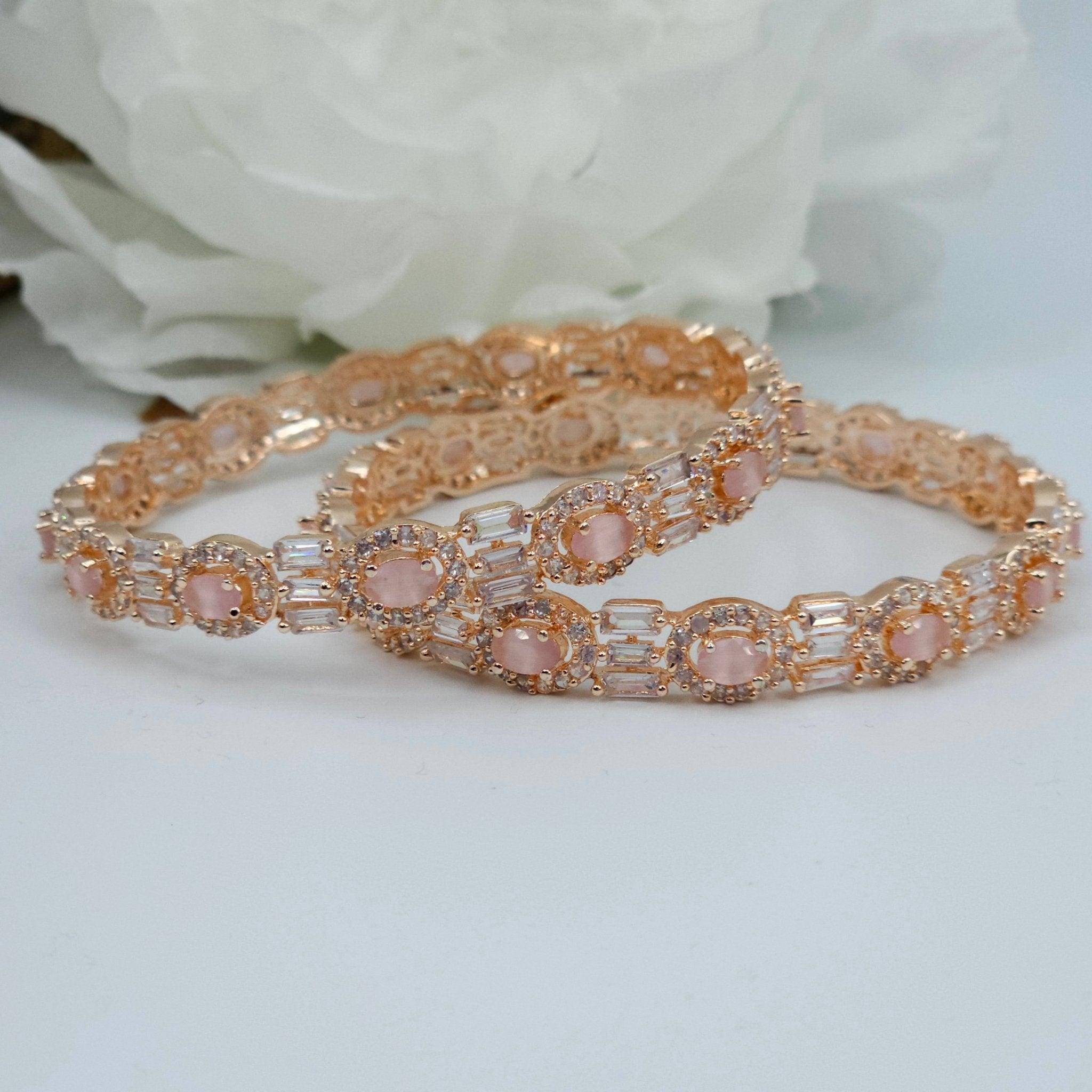 Pair of Rose Gold Bangles - Pink - Fancy Fab Jewels