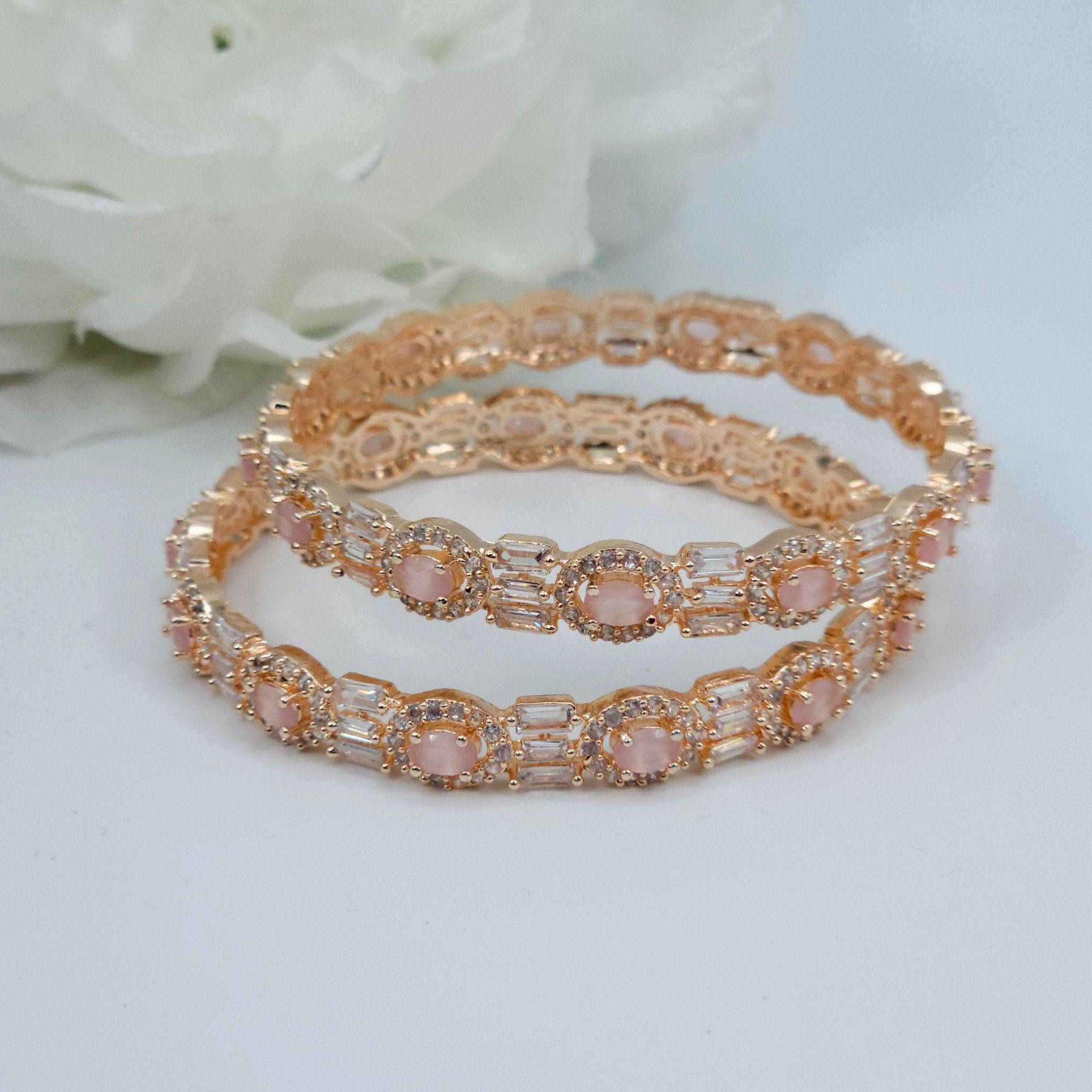 Pair of Rose Gold Bangles - Pink - Fancy Fab Jewels