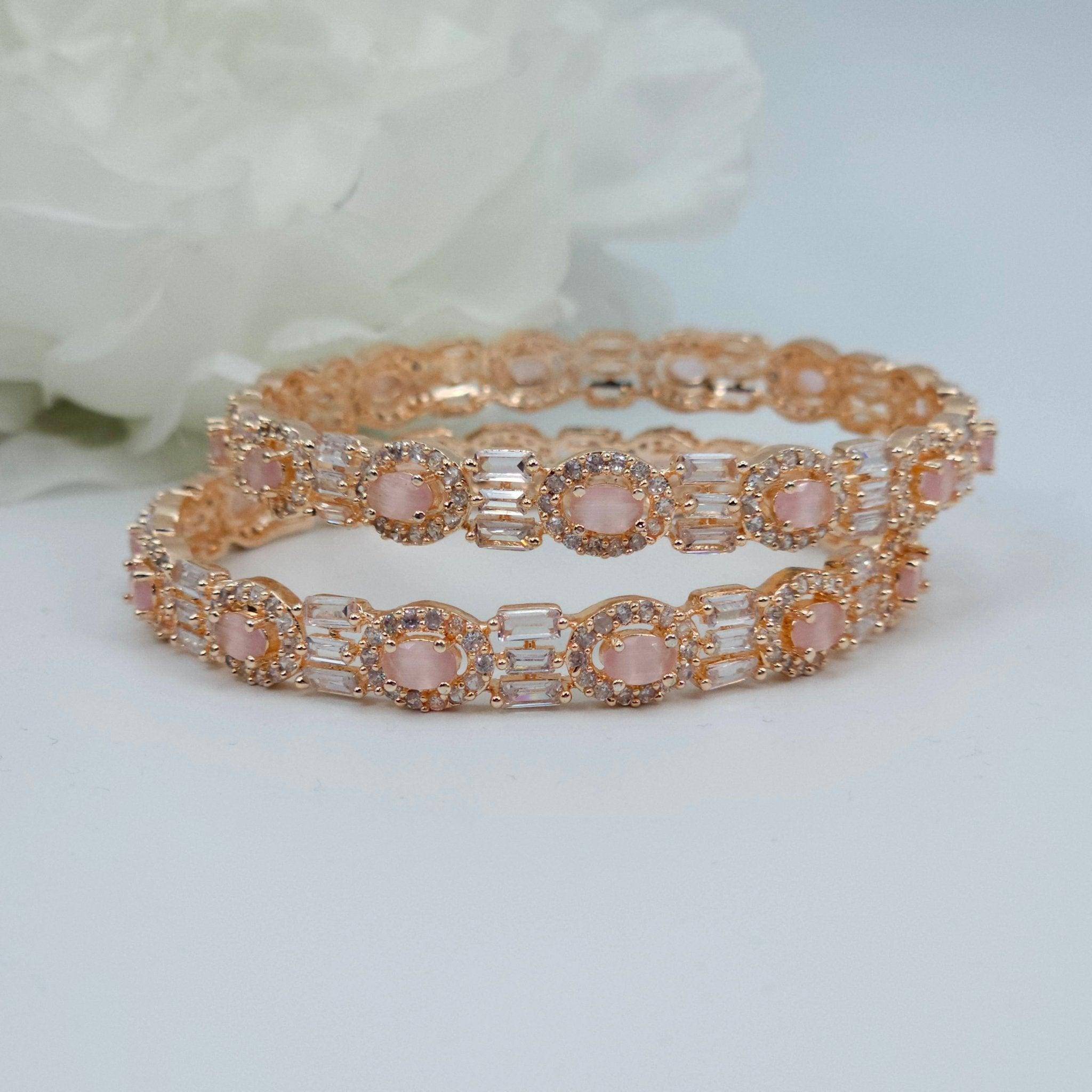 Pair of Rose Gold Bangles - Pink - Fancy Fab Jewels