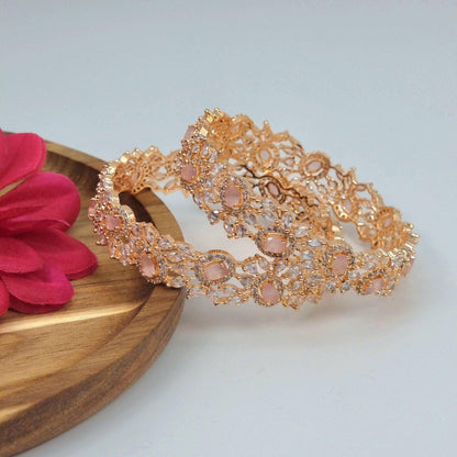 Pair of Rose Gold Bangles - Pink - Fancy Fab Jewels