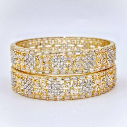 Silver Gold AD Bangle Set - Fancy Fab Jewels