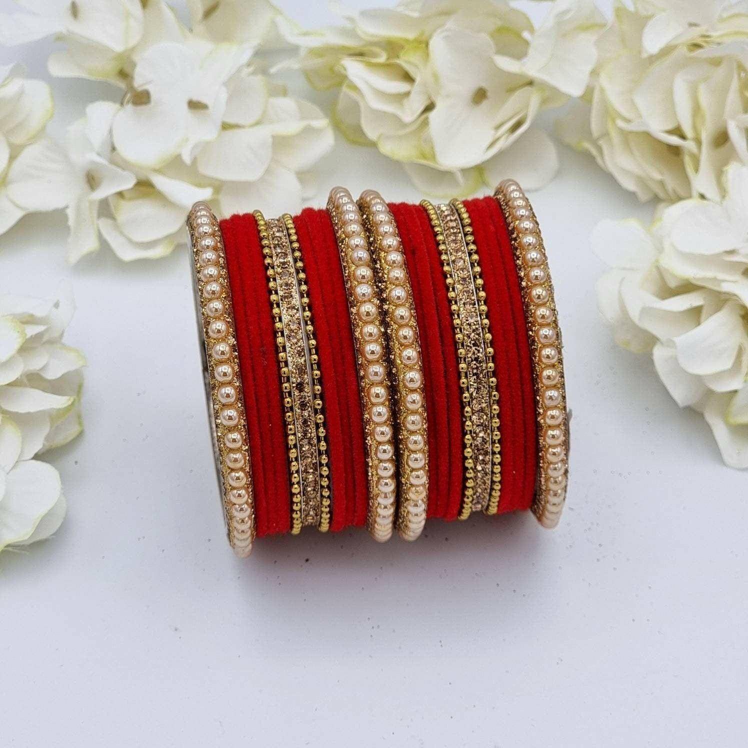 Velvet Bangle Set - Available in Many Colours - Fancy Fab Jewels