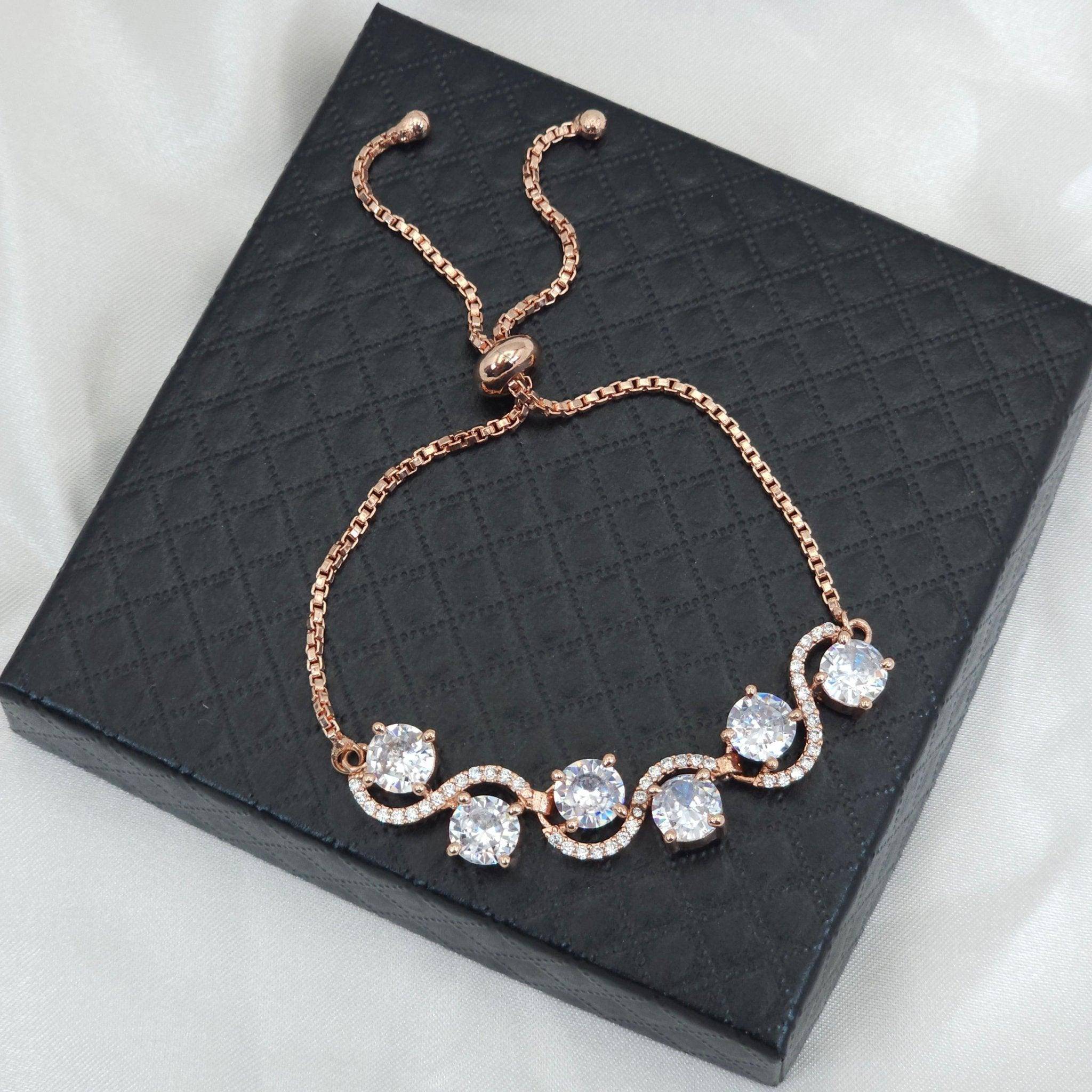 Eena Adjustable Chain Bracelet - Rose Gold - Fancy Fab Jewels