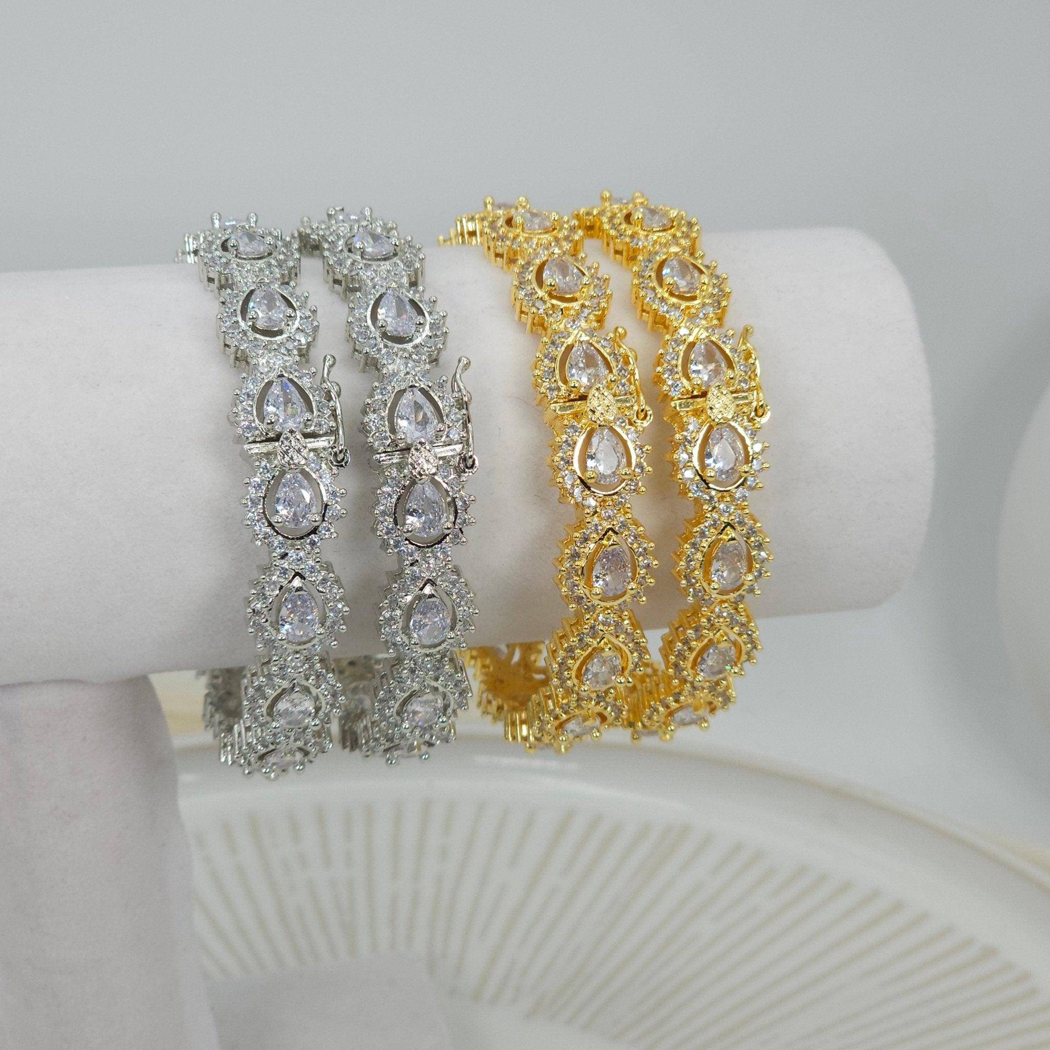 American Diamond Openable Bangles - Fancy Fab Jewels