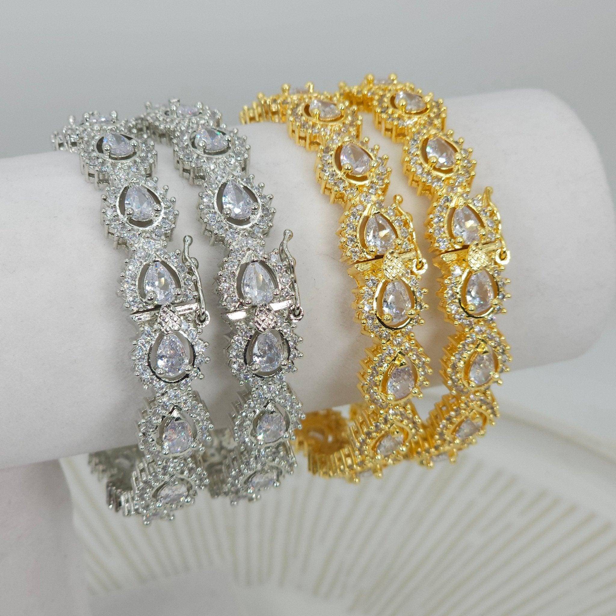 American Diamond Openable Bangles - Fancy Fab Jewels