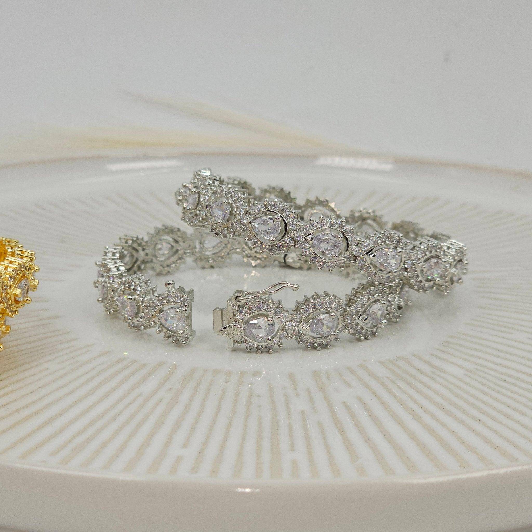 American Diamond Openable Bangles - Fancy Fab Jewels