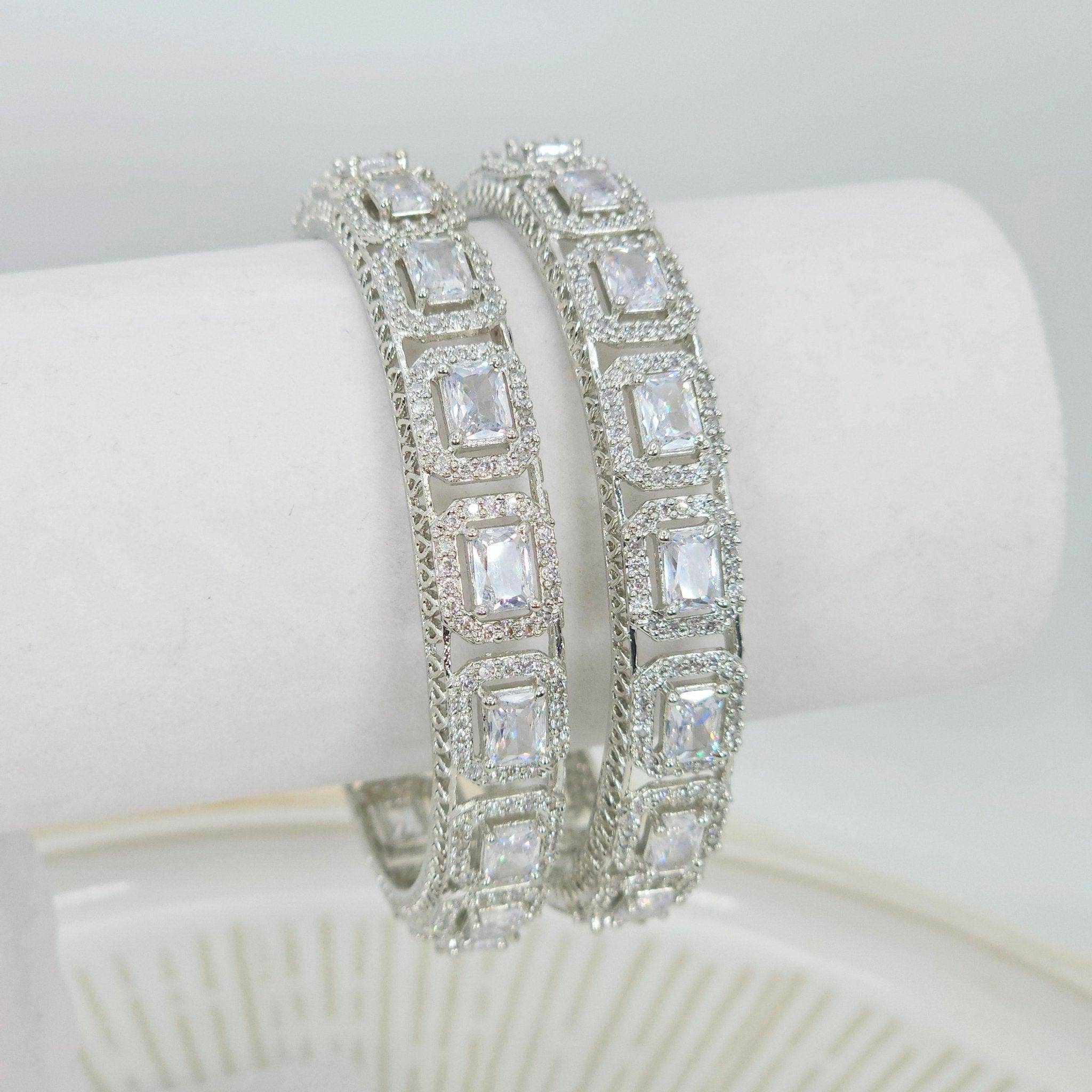 American Diamond Silver Bangles - Fancy Fab Jewels