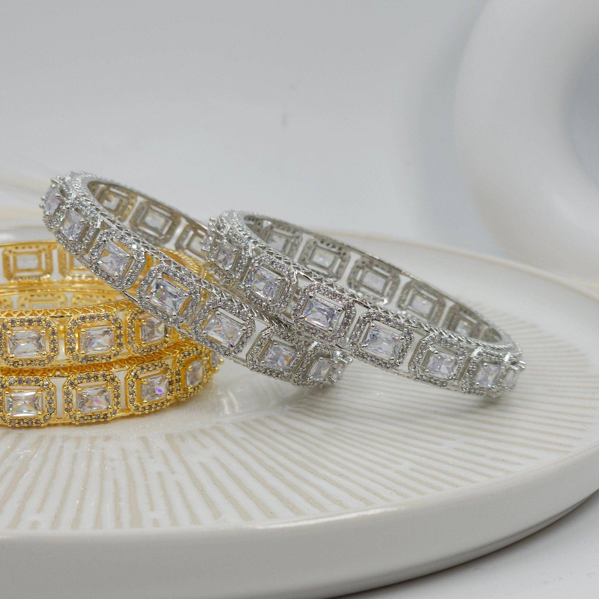 American Diamond Silver Bangles - Fancy Fab Jewels