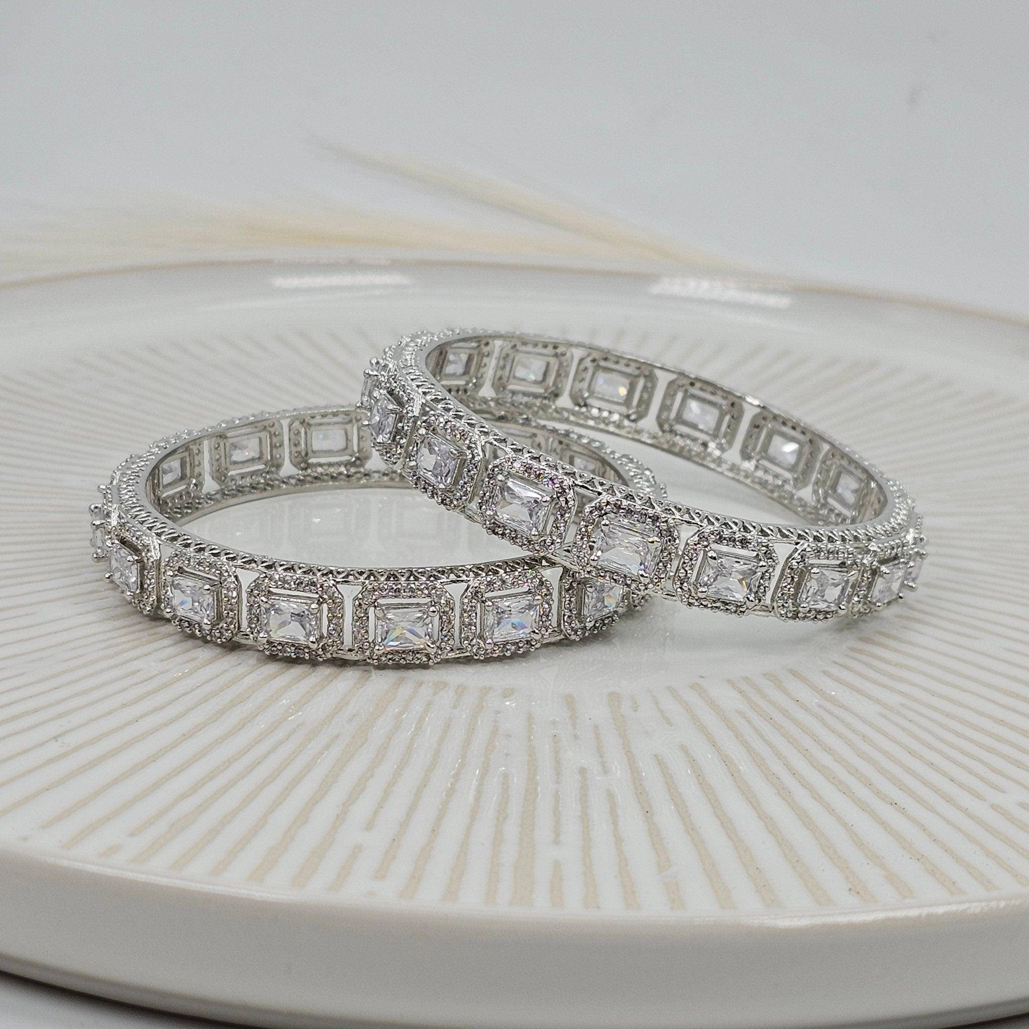 American Diamond Silver Bangles - Fancy Fab Jewels